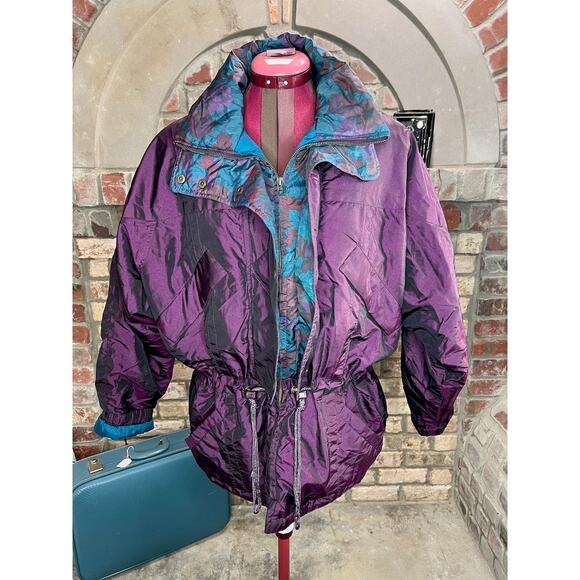 coat 1980s purple teal batwing - Picture 1 of 15